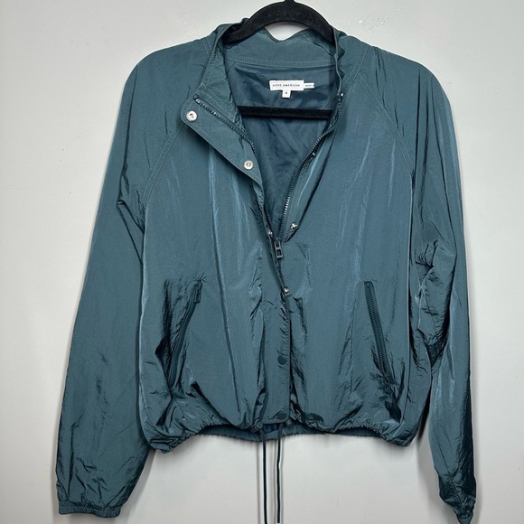 Good American Essentials Shine Track Jacket in Teal Blue - Picture 2 of 5